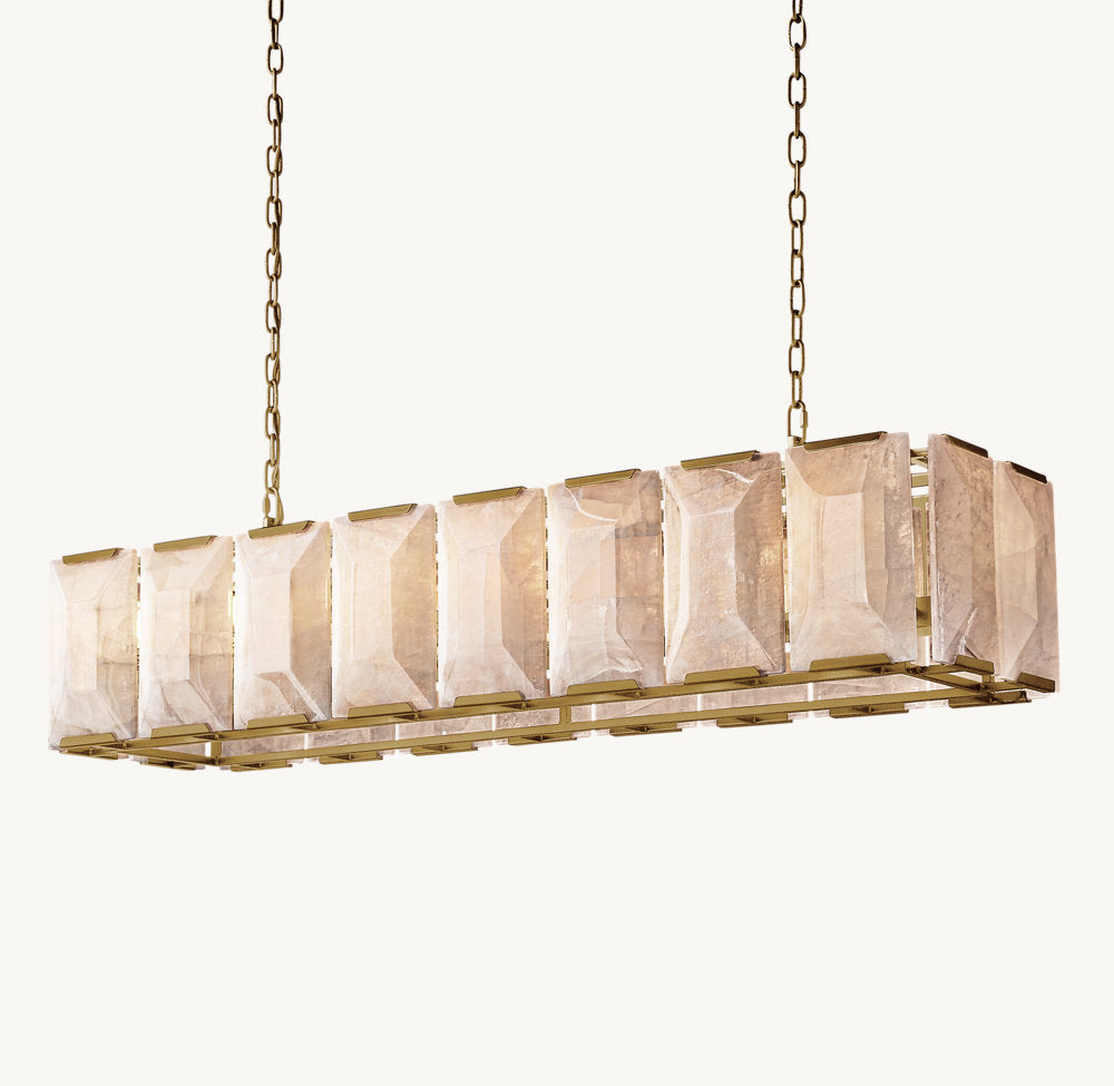 HARLOW CALCITE RECTANGULAR CHANDELIER 54"