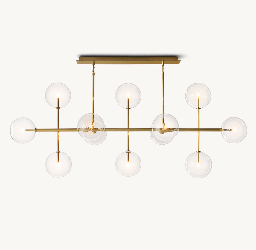 GLASS GLOBE MOBILE LINEAR CHANDELIER