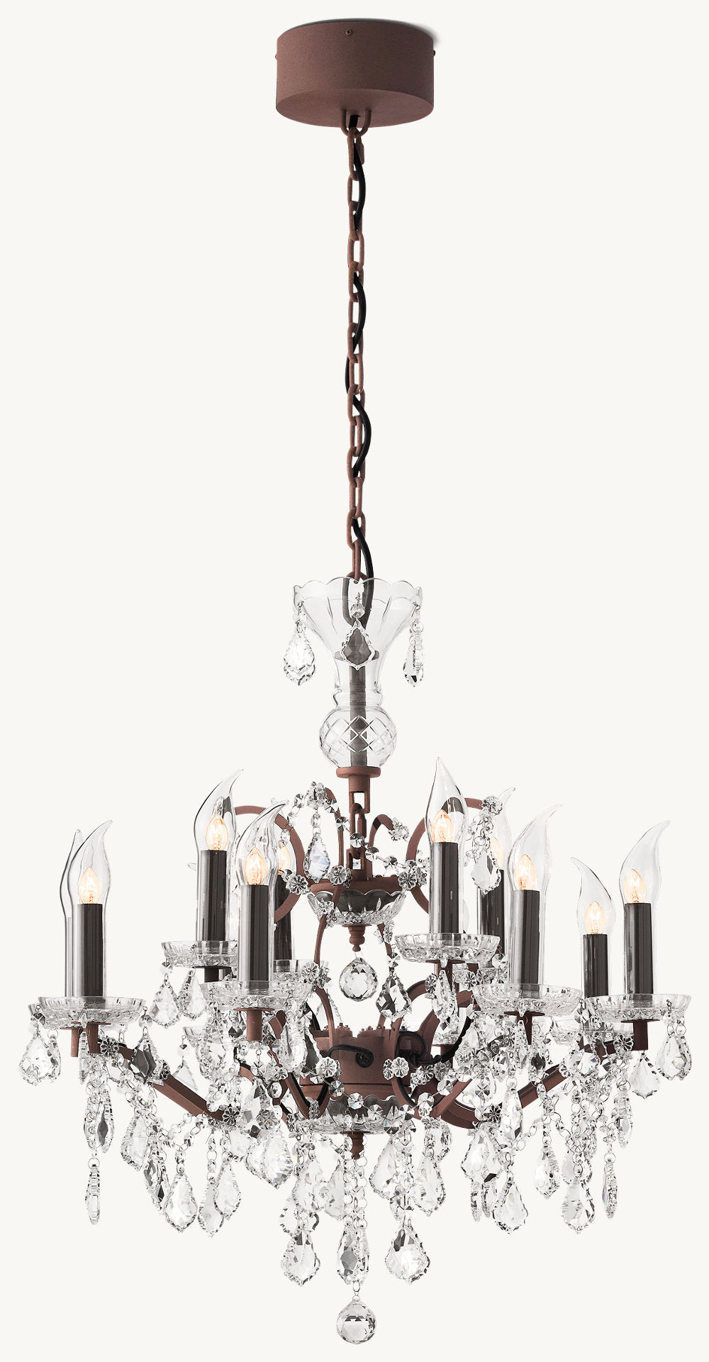 19TH C. ROCOCO IRON & CRYSTAL OUTDOOR CHANDELIER