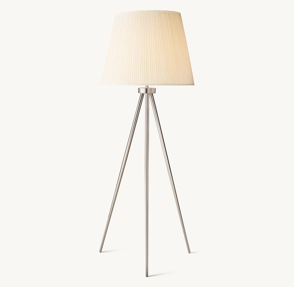 REED WHITE PLEATED SILK SHADE FLOOR LAMP