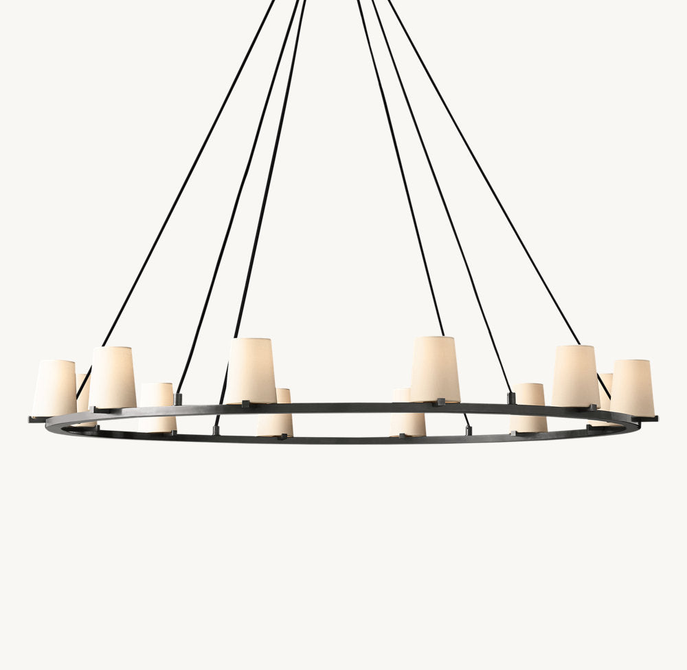 PAUILLAC FABRIC SHADE ROUND CHANDELIER 60"