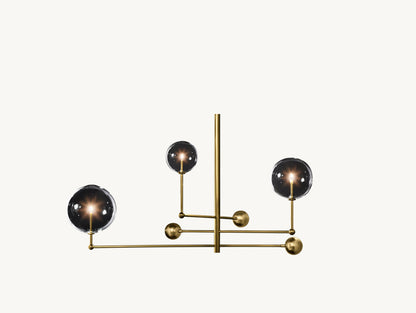 GLASS GLOBE MOBILE THREE-ARM CHANDELIER 46"