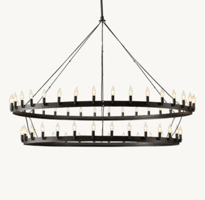 CAMINO VINTAGE CANDELABRA TWO-TIER CHANDELIER 71"