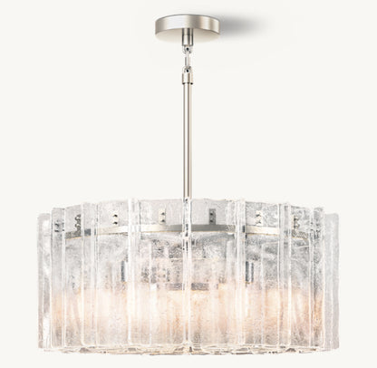 LATTICE CLEAR GLASS ROUND CHANDELIER 37"