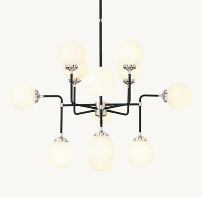 BISTRO GLOBE MILK GLASS CHANDELIER 42"