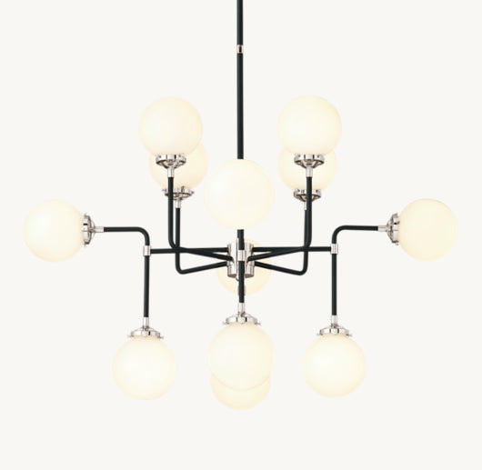 BISTRO GLOBE MILK GLASS CHANDELIER 42"