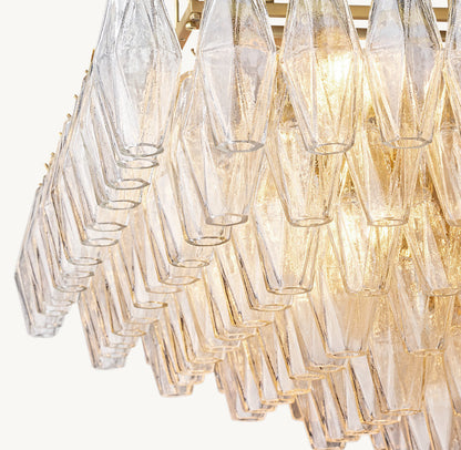 CHIARA CLEAR GLASS TIERED RECTANGULAR CHANDELIER 74"