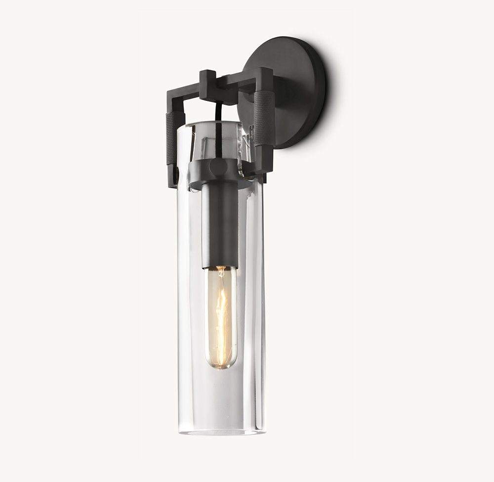 MACHINIST GLASS CYLINDER SCONCE 12"