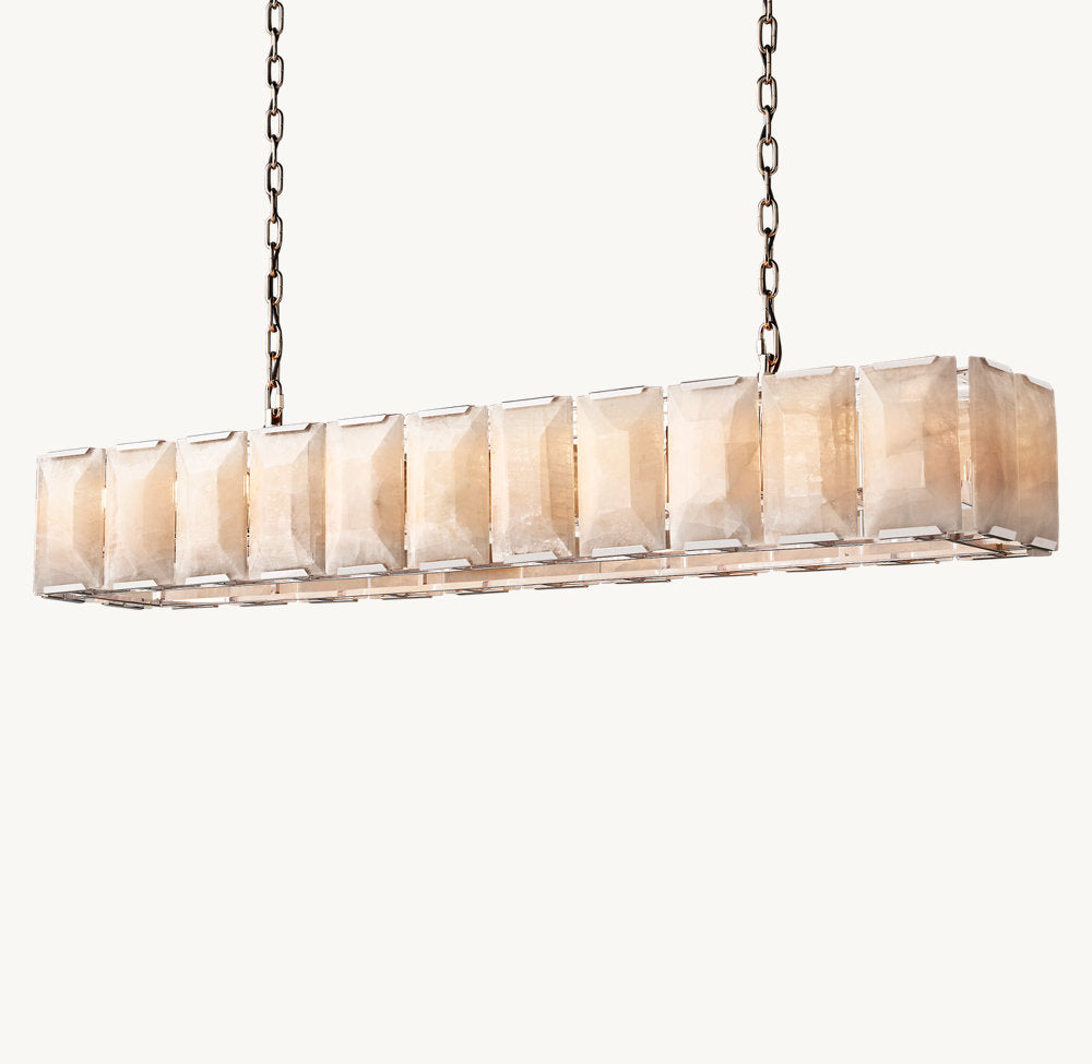 HARLOW CALCITE RECTANGULAR CHANDELIER 74"