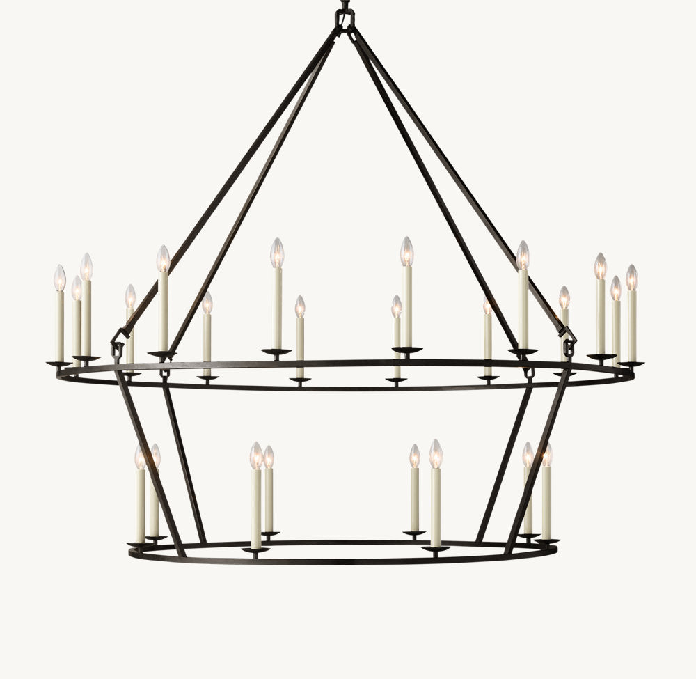 19TH C. ENGLISH OPENWORK TWO-TIER ROUND CHANDELIER 62"