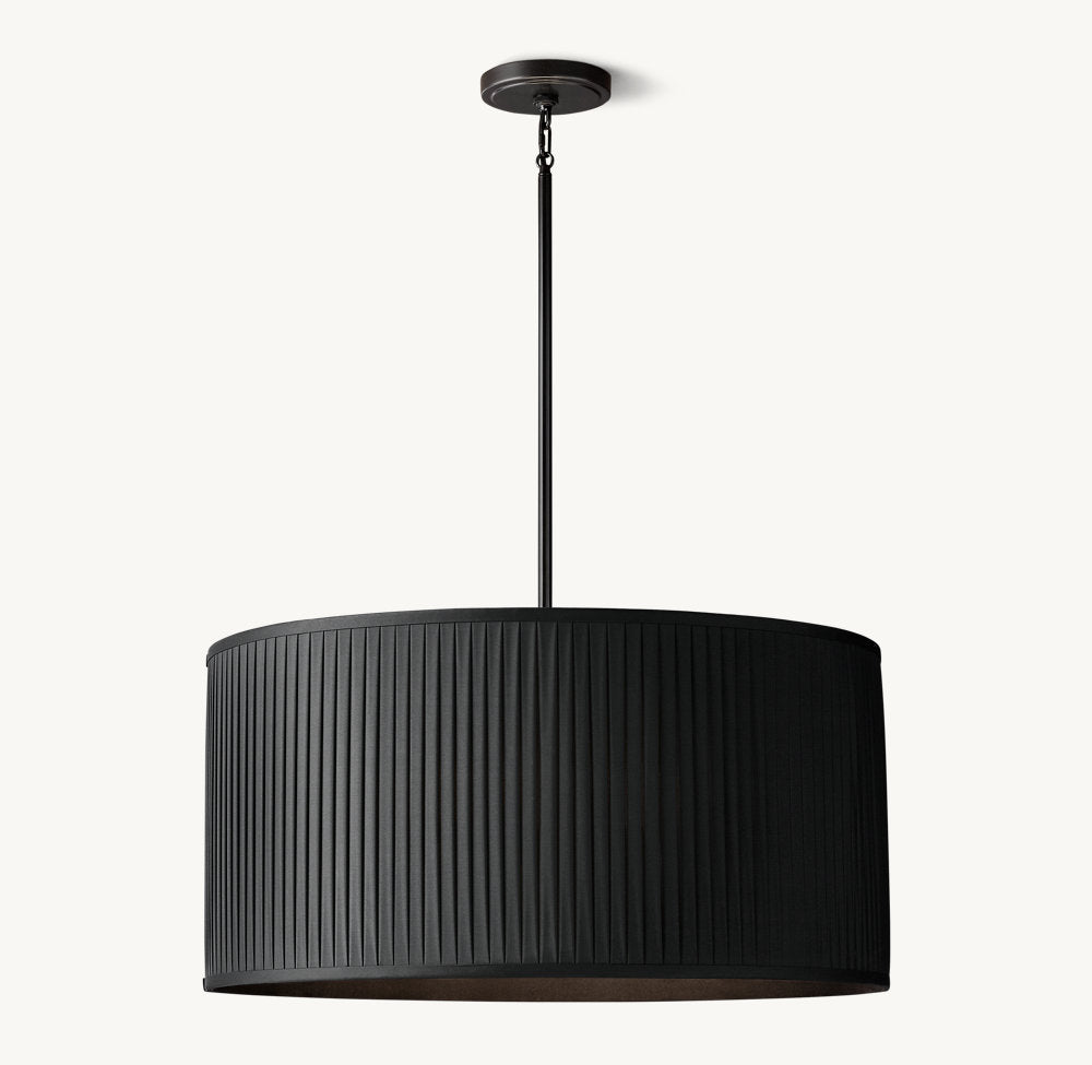 REED BLACK PLEATED DRUM PENDANT