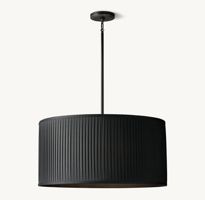REED BLACK PLEATED DRUM PENDANT