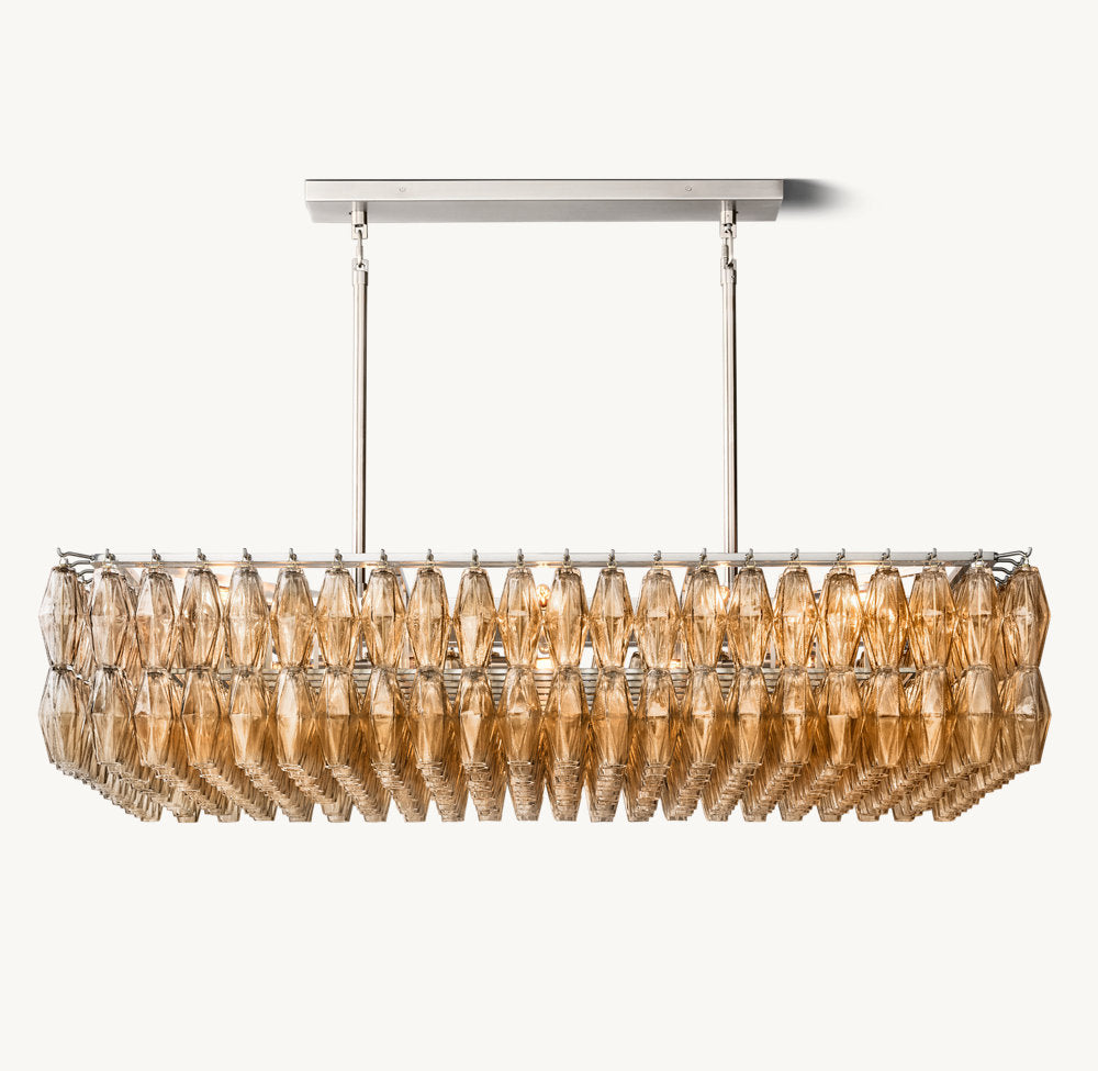 CHIARA SMOKE GLASS RECTANGULAR CHANDELIER 54"