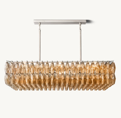 CHIARA SMOKE GLASS RECTANGULAR CHANDELIER 54"