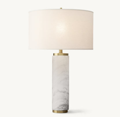 CYLINDRICAL COLUMN MARBLE TABLE LAMP