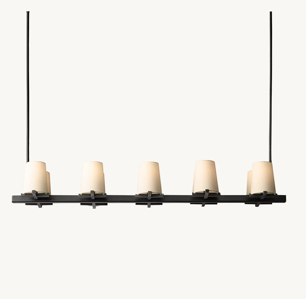 PAUILLAC FABRIC SHADE LINEAR CHANDELIER 49"