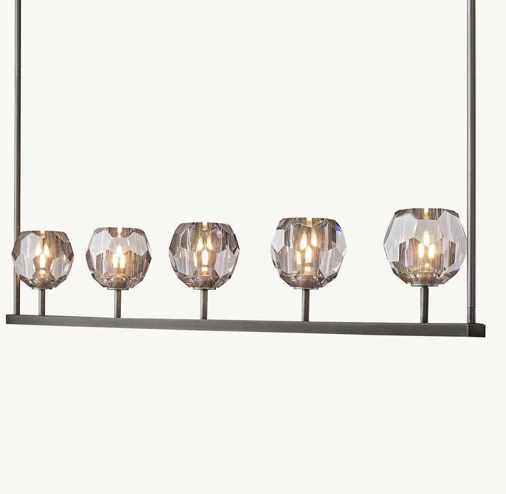 BOULE DE CRISTAL SMOKE GLASS LINEAR CHANDELIER 48"