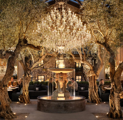 19TH C. ROCOCO IRON & CRYSTAL ROUND CHANDELIER 101"