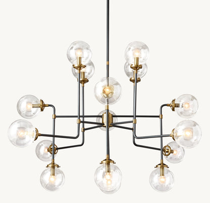 BISTRO GLOBE CLEAR GLASS CHANDELIER 56"