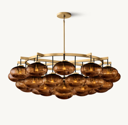 CABRETTE AMBER GLASS ROUND CHANDELIER 60"