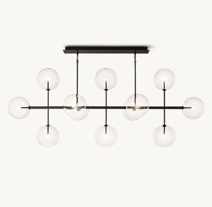 GLASS GLOBE MOBILE LINEAR CHANDELIER