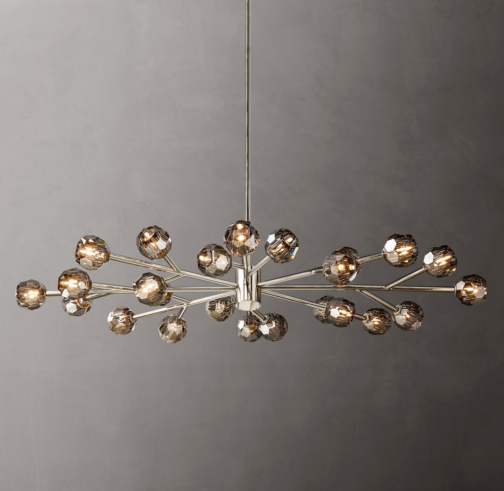 BOULE DE CRISTAL SMOKE GLASS OVAL CHANDELIER 72"