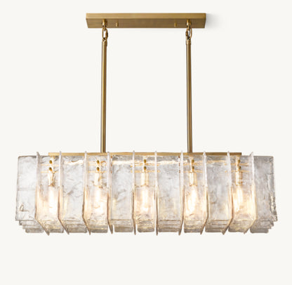 LATTICE CLEAR GLASS RECTANGULAR CHANDELIER 49"
