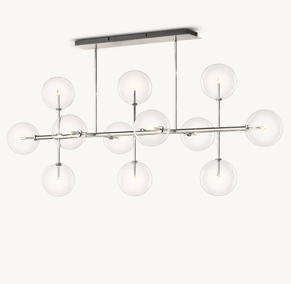 GLASS GLOBE MOBILE LINEAR CHANDELIER
