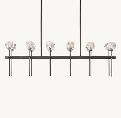 BOULE DE CRISTAL CLEAR GLASS DOUBLE LINEAR CHANDELIER 60"