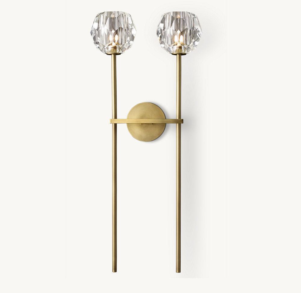 BOULE DE CRISTAL CLEAR GLASS GRAND DOUBLE SCONCE