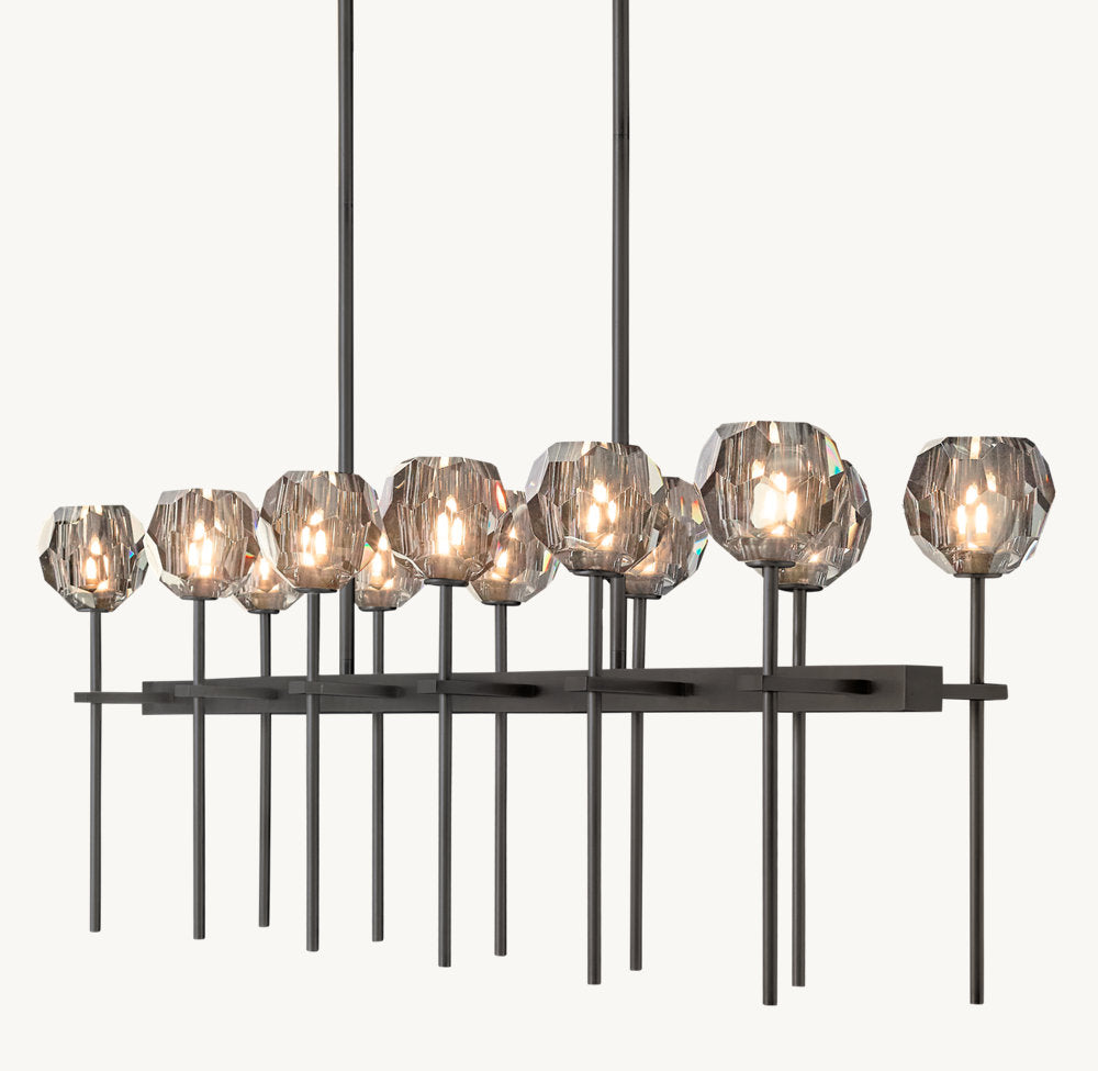 BOULE DE CRISTAL SMOKE GLASS DOUBLE LINEAR CHANDELIER 60"