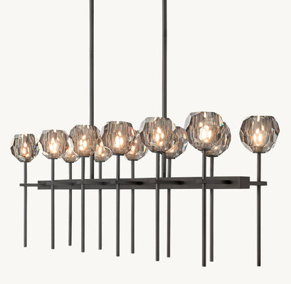 BOULE DE CRISTAL SMOKE GLASS DOUBLE LINEAR CHANDELIER 60"