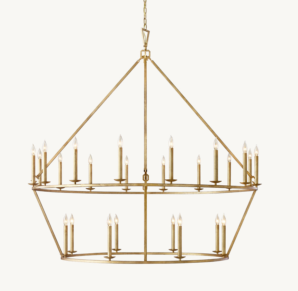 19TH C. ENGLISH OPENWORK TWO-TIER ROUND CHANDELIER 62"