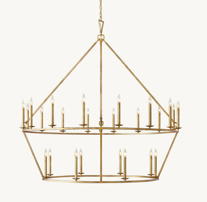 19TH C. ENGLISH OPENWORK TWO-TIER ROUND CHANDELIER 62"