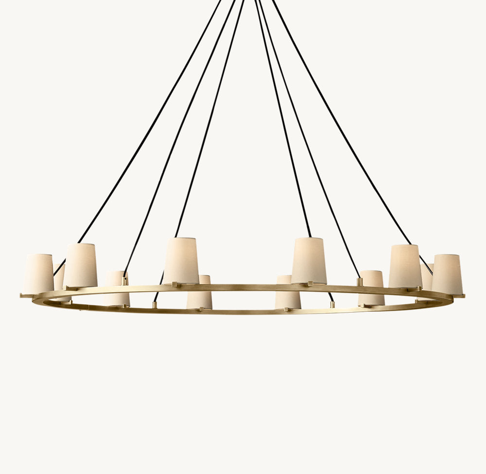 PAUILLAC FABRIC SHADE ROUND CHANDELIER 60"