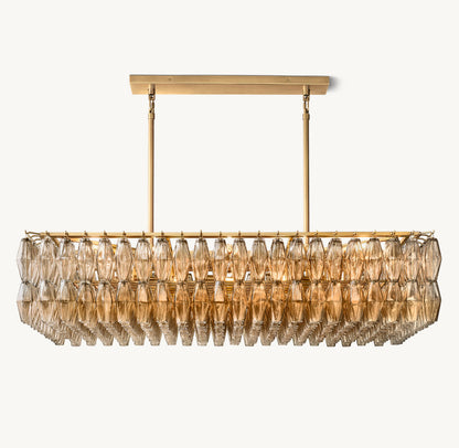 CHIARA SMOKE GLASS RECTANGULAR CHANDELIER 54"