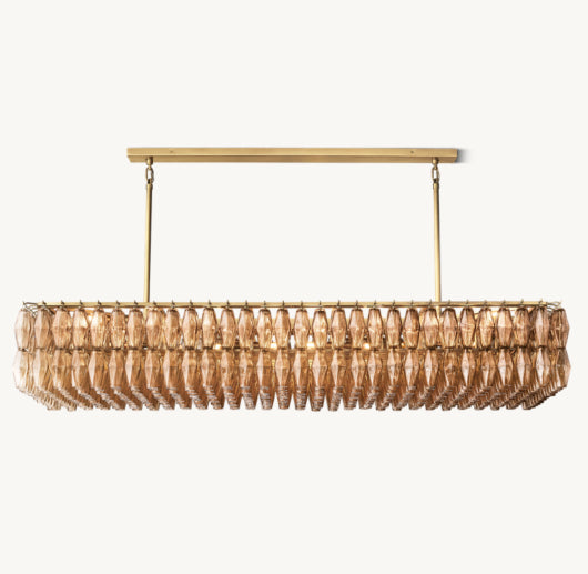 CHIARA SMOKE GLASS RECTANGULAR CHANDELIER 74"