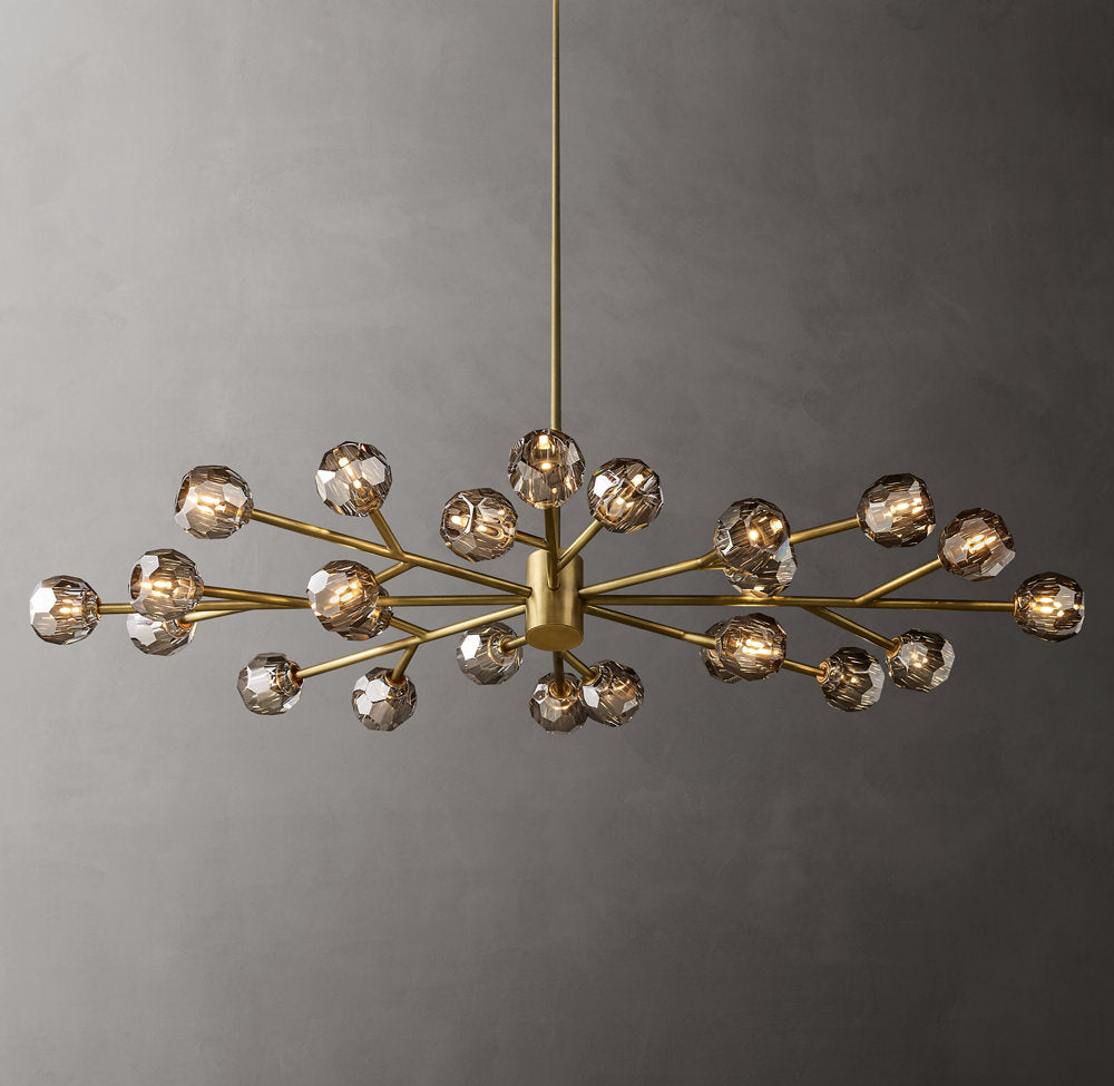 BOULE DE CRISTAL SMOKE GLASS OVAL CHANDELIER 72"