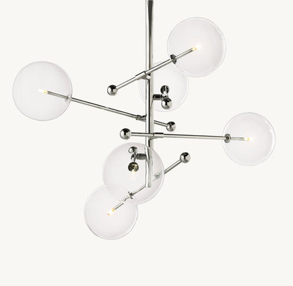 GLASS GLOBE MOBILE SIX-ARM CHANDELIER 40"
