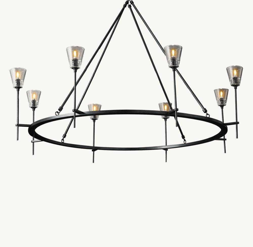 TORCHE DE VERRE ROUND CHANDELIER 58"