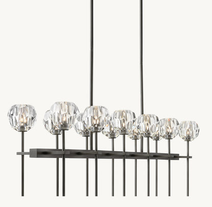 BOULE DE CRISTAL CLEAR GLASS DOUBLE LINEAR CHANDELIER 60"