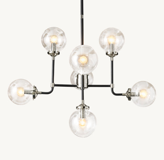 BISTRO GLOBE CLEAR GLASS CHANDELIER 34"