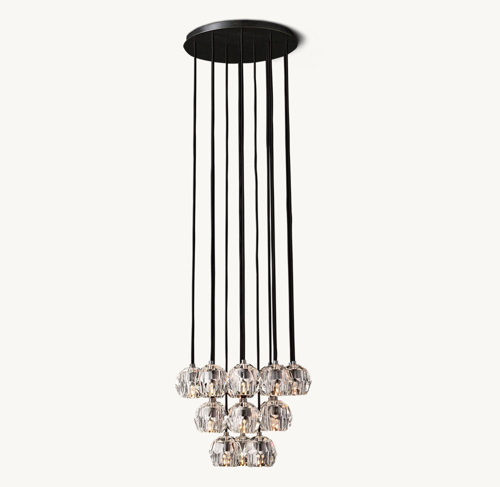 BOULE DE CRISTAL CLEAR GLASS ROUND CLUSTER CHANDELIER 19"