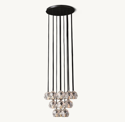 BOULE DE CRISTAL CLEAR GLASS ROUND CLUSTER CHANDELIER 19"