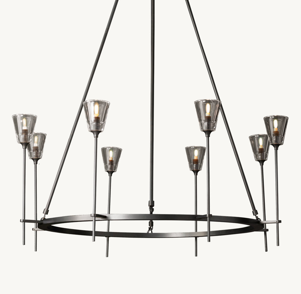 TORCHE DE VERRE ROUND CHANDELIER 46"