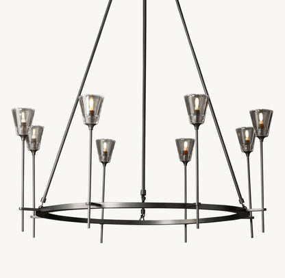 TORCHE DE VERRE ROUND CHANDELIER 46"