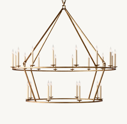 19TH C. ENGLISH OPENWORK TWO-TIER ROUND CHANDELIER 62"