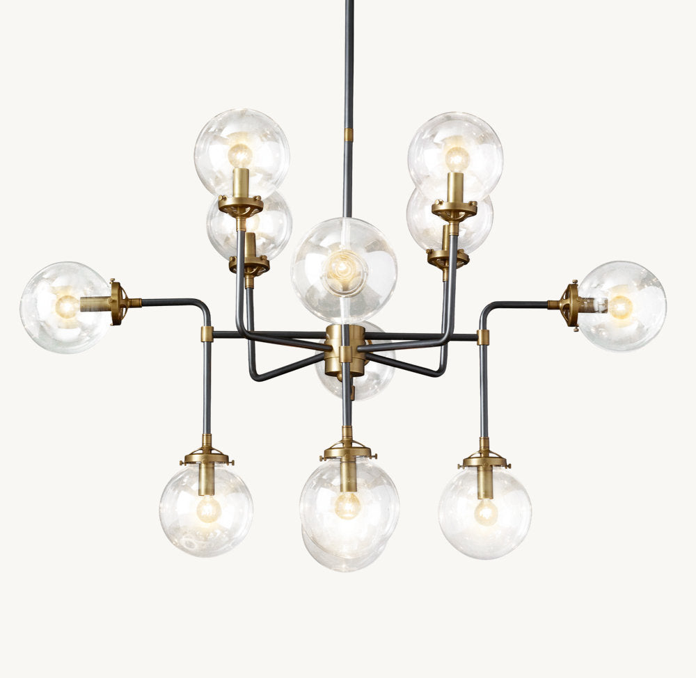 BISTRO GLOBE CLEAR GLASS CHANDELIER 42"
