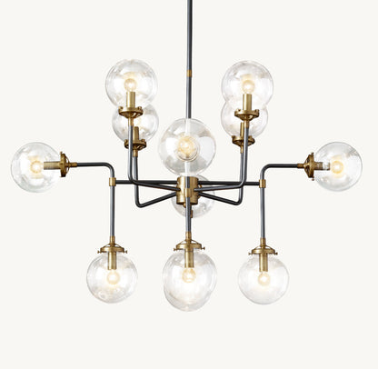 BISTRO GLOBE CLEAR GLASS CHANDELIER 42"