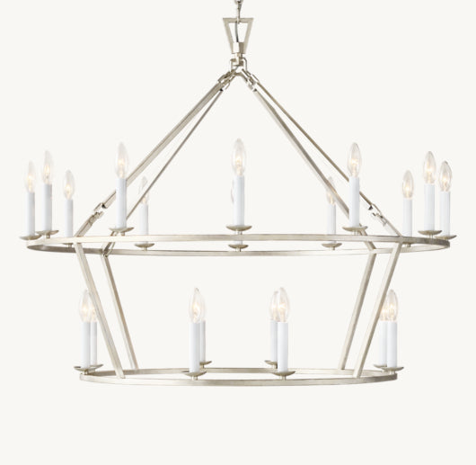 19TH C. ENGLISH OPENWORK TWO-TIER ROUND CHANDELIER 40"